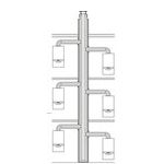 Mehrfach belegtes Überdruck-Abgassystem, Ø 110/160, Ø 130/200, Ø 180/250, Ø 230/350 Edelstahl im Schacht/konz. Geräteanschluss (80/125)