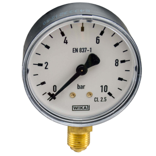Rohrfeder-Manometer d=63 mm, 1/4", 0-10 bar, Abgang unten