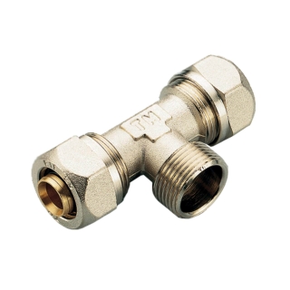 Klemmring Schraubfitting T-Stück 20 mm x 1/2" x 20 mm Außengewinde