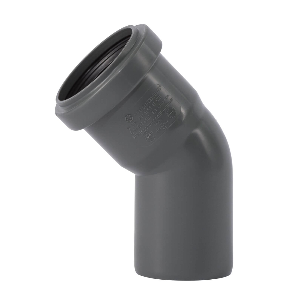 HTsafe Bogen, DN 50, 45&deg;, d50, mit 1 Muffe