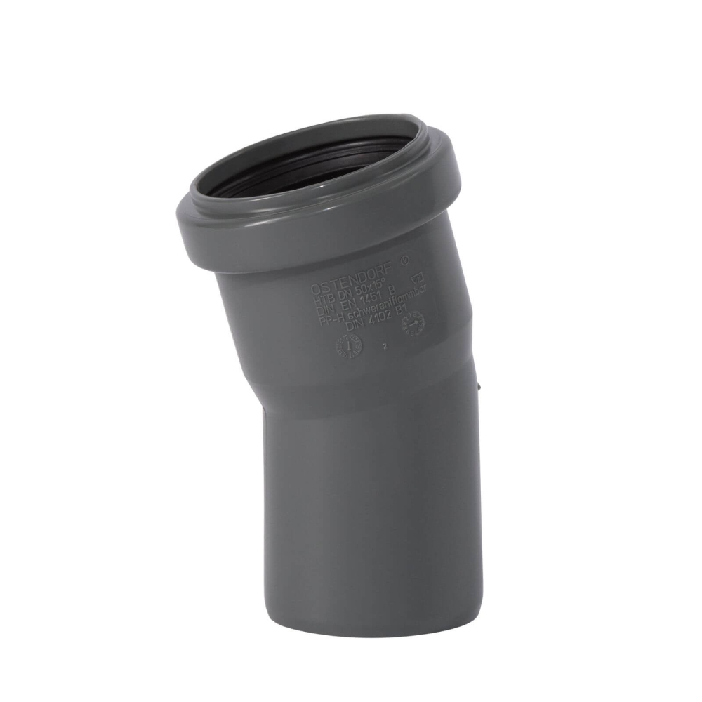 HTsafe Bogen, DN 50, 15&deg;, d50, mit 1 Muffe
