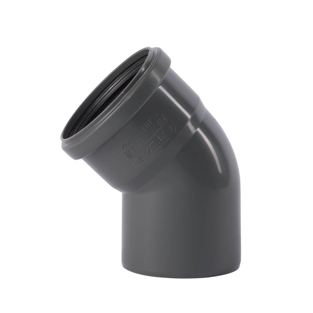 HTsafe Bogen, DN 90, 45&deg;, d90, mit 1 Muffe