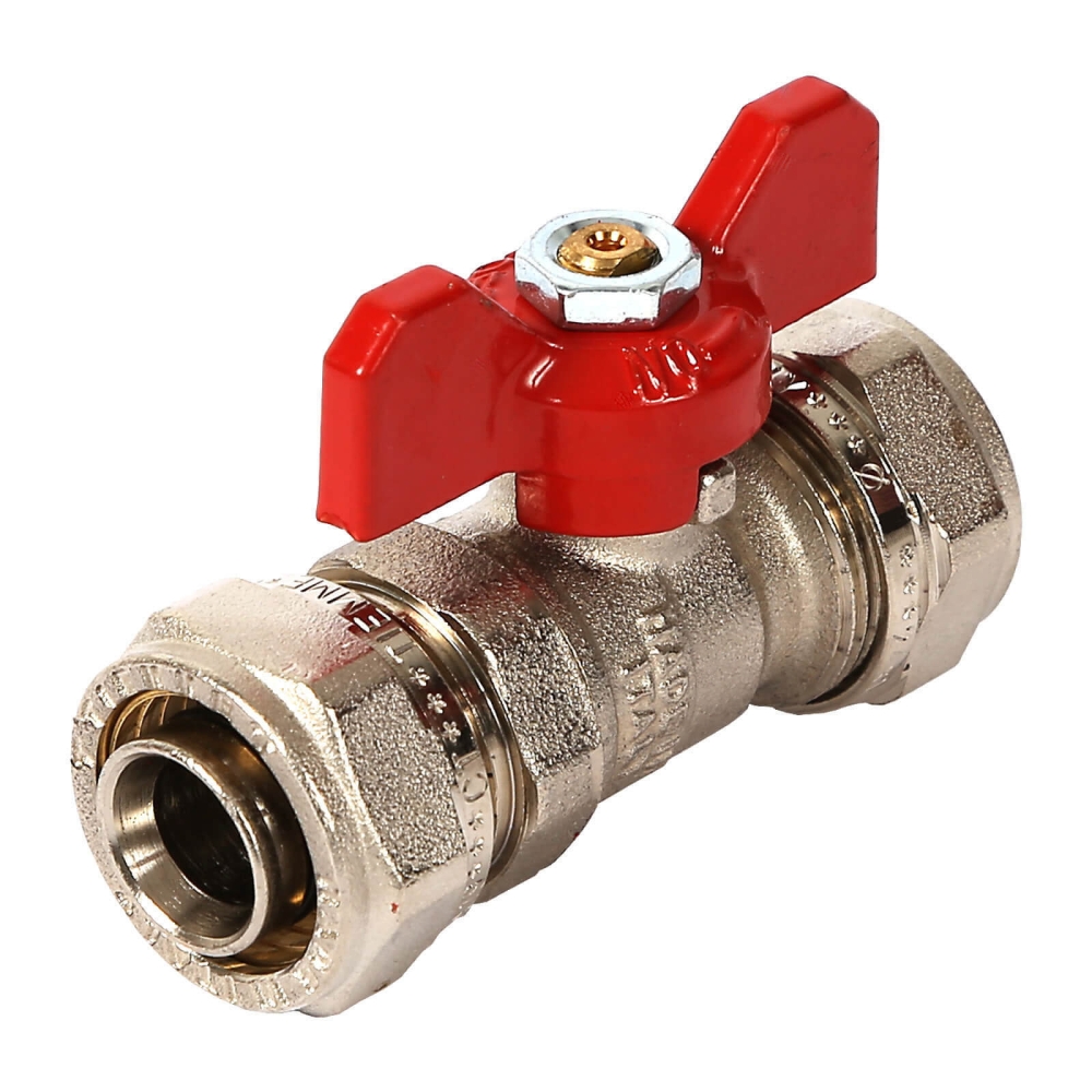 Klemmring Schraubfitting Kugelhahn mit Knebelgriff f&uuml;r Verbundrohr