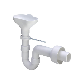 Leckwasser-Ablauf mit Trichter aus PP, d 40 mm, mit Rosette, weiss /12