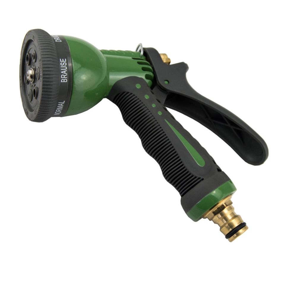 Gartenhandbrause, Leichtmetall 6 Strahlenarten + Ger&auml;test&uuml;ck 3/4" IG mit Dichtung