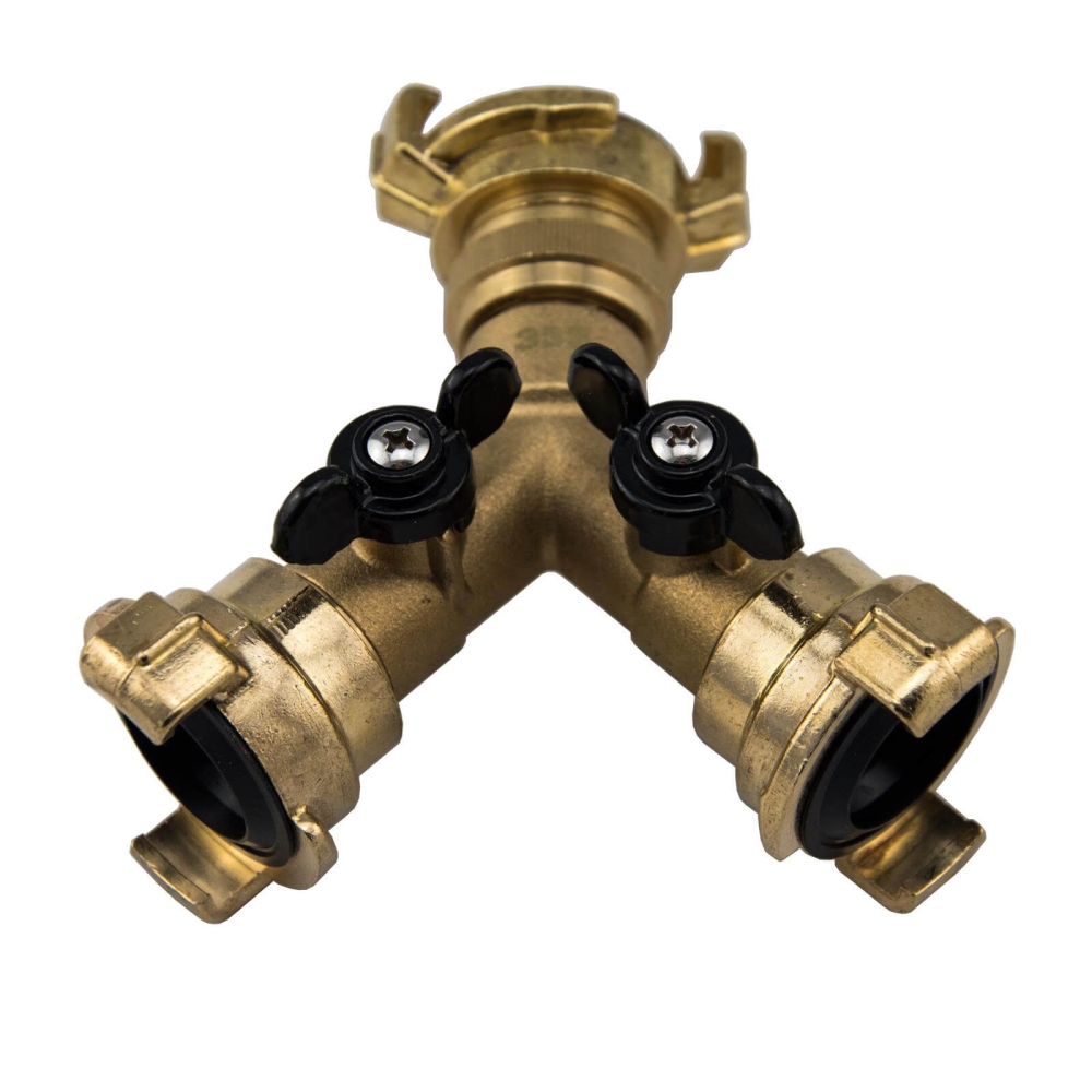 Y-Verteilerst&uuml;ck m. Kugelh&auml;hnen. 3x Schnellkupplung 3/4"