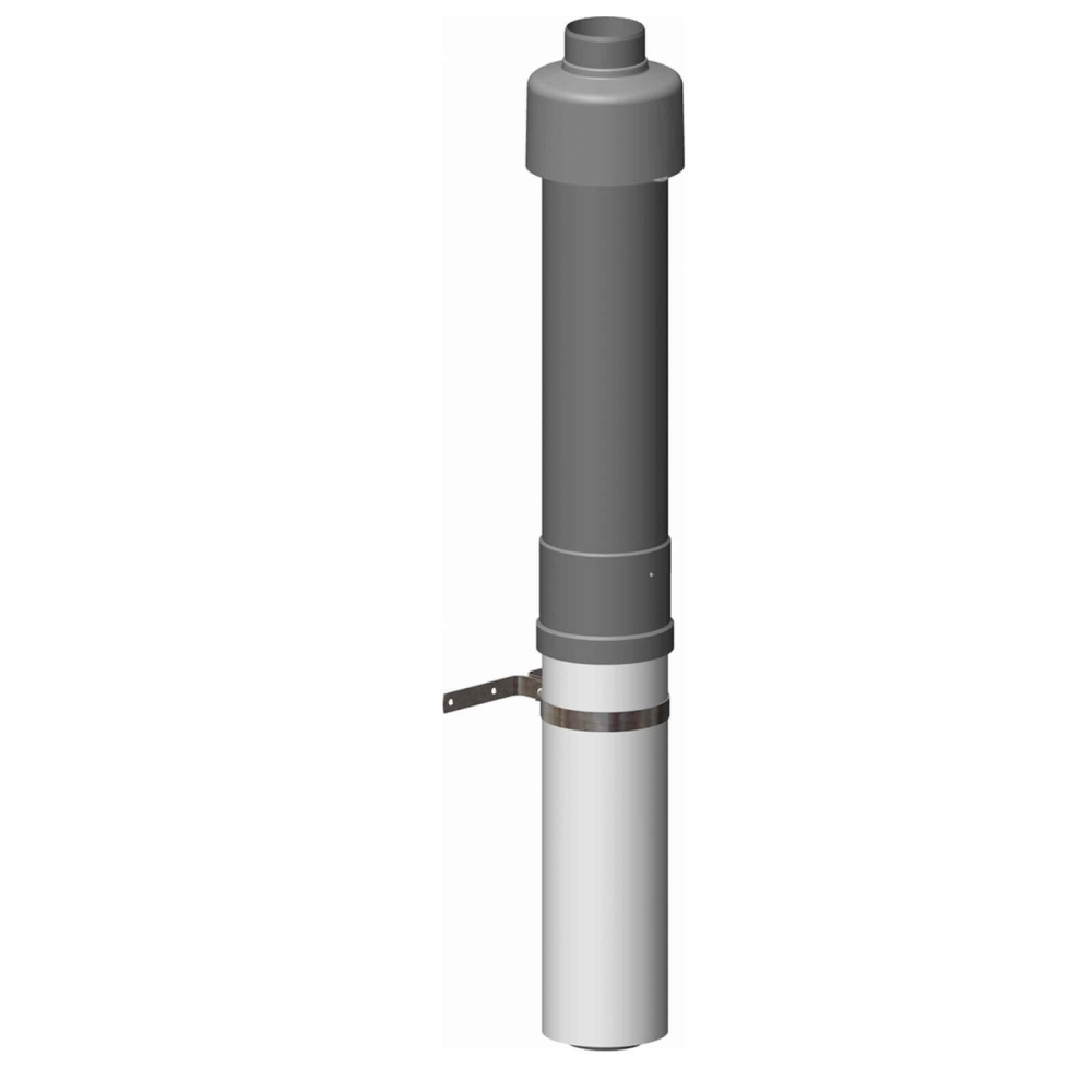 ATEC Dachhochf&uuml;hrung konzentrisch 1100 mm, DN 80/125, 650 mm &uuml;ber Dach, schwarz