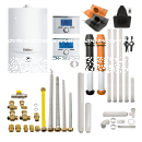 Vaillant VCW206/7-2 ecoTEC pure Gas-Brennwert-Kombi-Heiztherme Erdgas E/H CM350 mit Anschlüsse AP/UP  Dachdurchführung schwarz 1,8 m