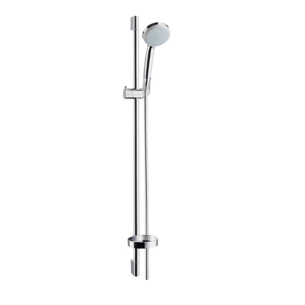 Hansgrohe Brausegarnitur Croma 100 Vario, mit Handbrause, Stange 90 cm, Seifenschale und Schlauch 160 cm, verchromt