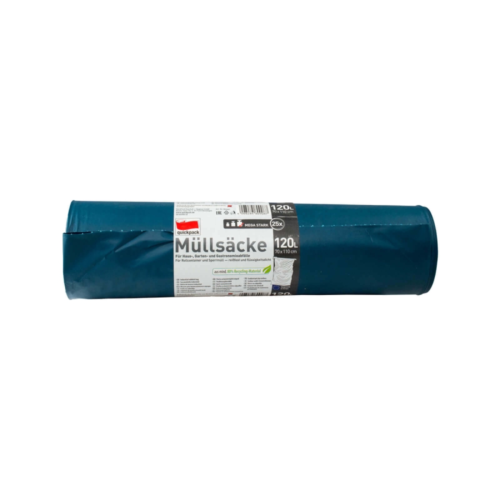 M&uuml;lls&auml;cke 120 Liter 70x110 cm 15 Stk. blau LDPE 63&micro;