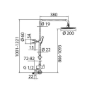 BRAVAT Thermostat-Duschsystem 1001 - 1221 mm