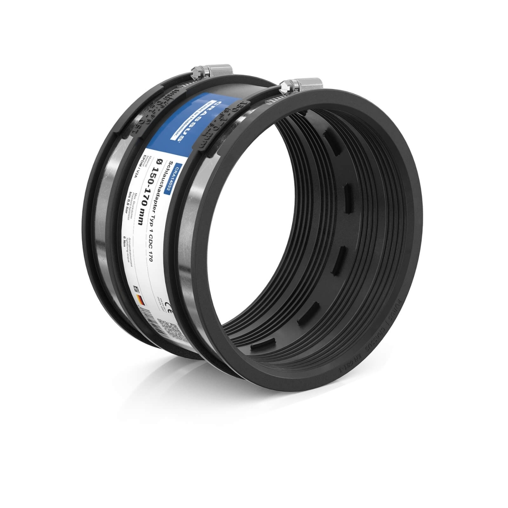 Crassus Schlauchadapter Typ 1 CDC 170 (150-170mm), bis 0,6 bar, EPDM / V2A