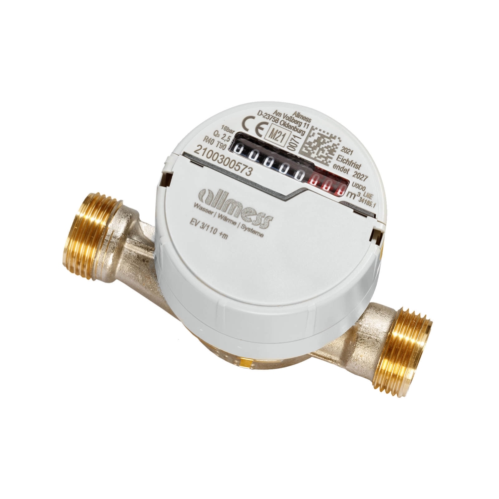 Allmess Aufputz Wohnungswasserz&auml;hler EV 5/130-V TU6 + m DN20 Q3=4,0