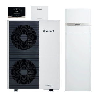 Vaillant Paket 4.3209 aroTHERM plus VWL 105/6 A S2 Heizungswärmepumpe Luft/Wasser mit uniTOWER plus VIH QW 190/6 E Hydrauliktower, sensoCOMFORT VRC 720/3, myVAILLANT connect WLAN Internetmodul und Ablauftrichter mit Siphon