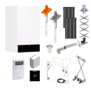 VIESSMANN Gas-Brennwert-Therme Vitodens 100-W, 25 kW mit raumtemperaturgeführter Regelung ohne Anschlüsse Schachteinbau 60/100-DN80 10 m mit Anschluss-Set nebengestellter Speicher