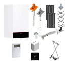 VIESSMANN Gas-Brennwert-Kombitherme Vitodens 100-W, 19 kW mit raumtemperaturgeführter Regelung ohne Anschlüsse Schachteinbau Flex 60/100-DN80 10 m