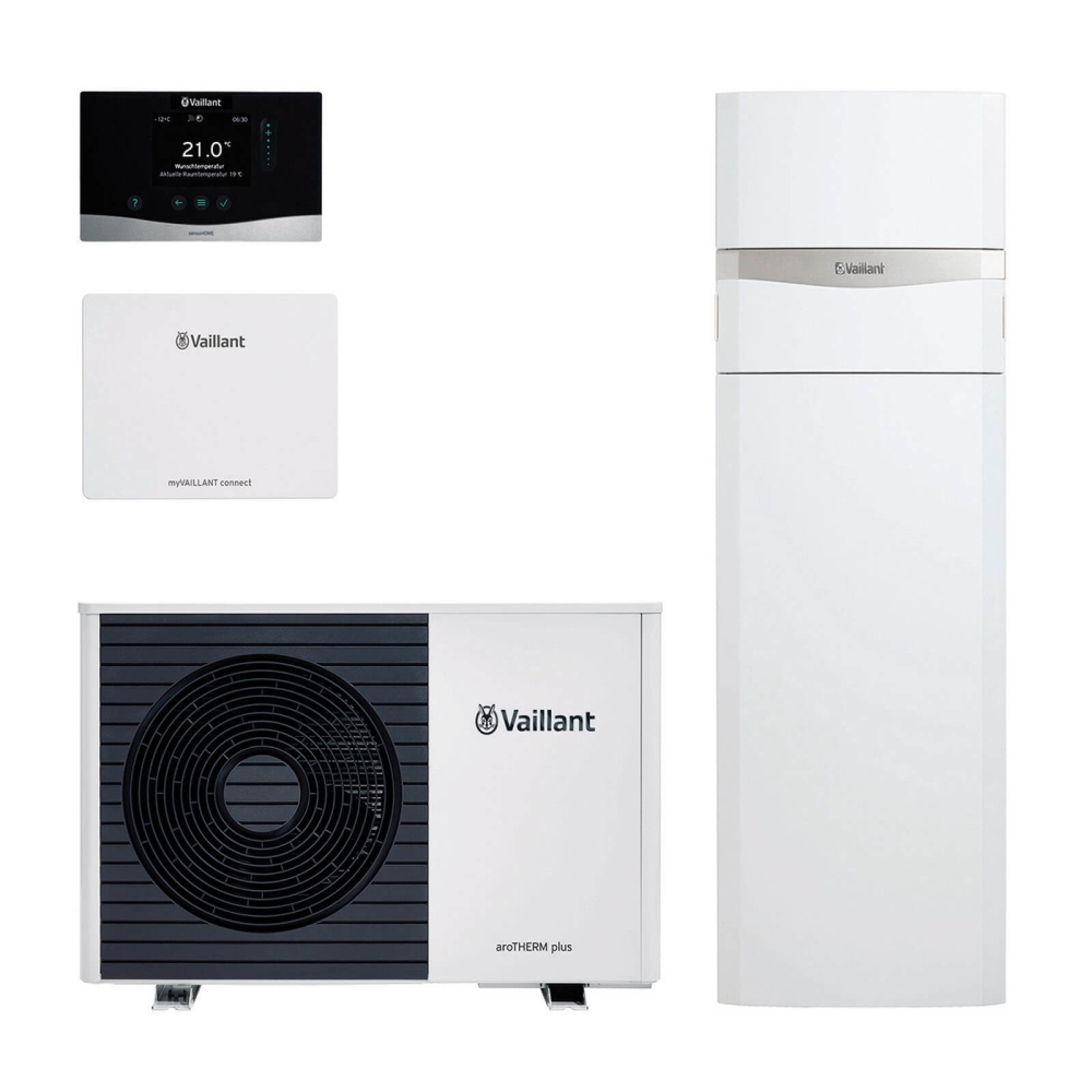 Vaillant Paket 4.3207 aroTHERM plus VWL 55/6 A S2 Heizungsw&auml;rmepumpe Luft/Wasser mit uniTOWER plus VIH QW 190/6 E Hydrauliktower, sensoCOMFORT VRC 720/3, myVAILLANT connect WLAN Internetmodul und Ablauftrichter mit Siphon