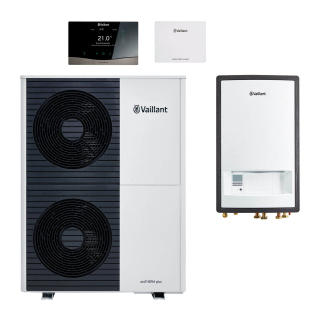 Vaillant Paket 4.3109 aroTHERM plus VWL 105/6 A S2 Heizungswärmepumpe Luft/Wasser mit Hydraulikstation VWZ MEH 97/6, sensoCOMFORT VRC 720/3, myVAILLANT connect WLAN Internetmodul und Anschlussstutzen