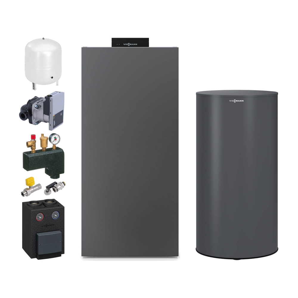 VIESSMANN Gas-Brennwertkessel Vitocrossal 300, Typ CU3A, 19 kW, Graphite, Vitotronic 200, Vitocell 100-V 200 l
