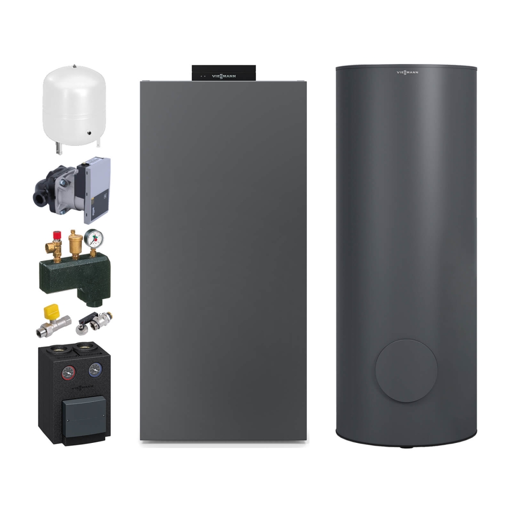 VIESSMANN Gas-Brennwertkessel Vitocrossal 300, Typ CU3A, 35 kW, Graphite, Vitotronic 200, Vitocell 100-V 300 l