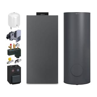 VIESSMANN Gas-Brennwertkessel Vitocrossal 300, Typ CU3A, 35 kW, Graphite, Vitotronic 200, Vitocell 100-V 300 l
