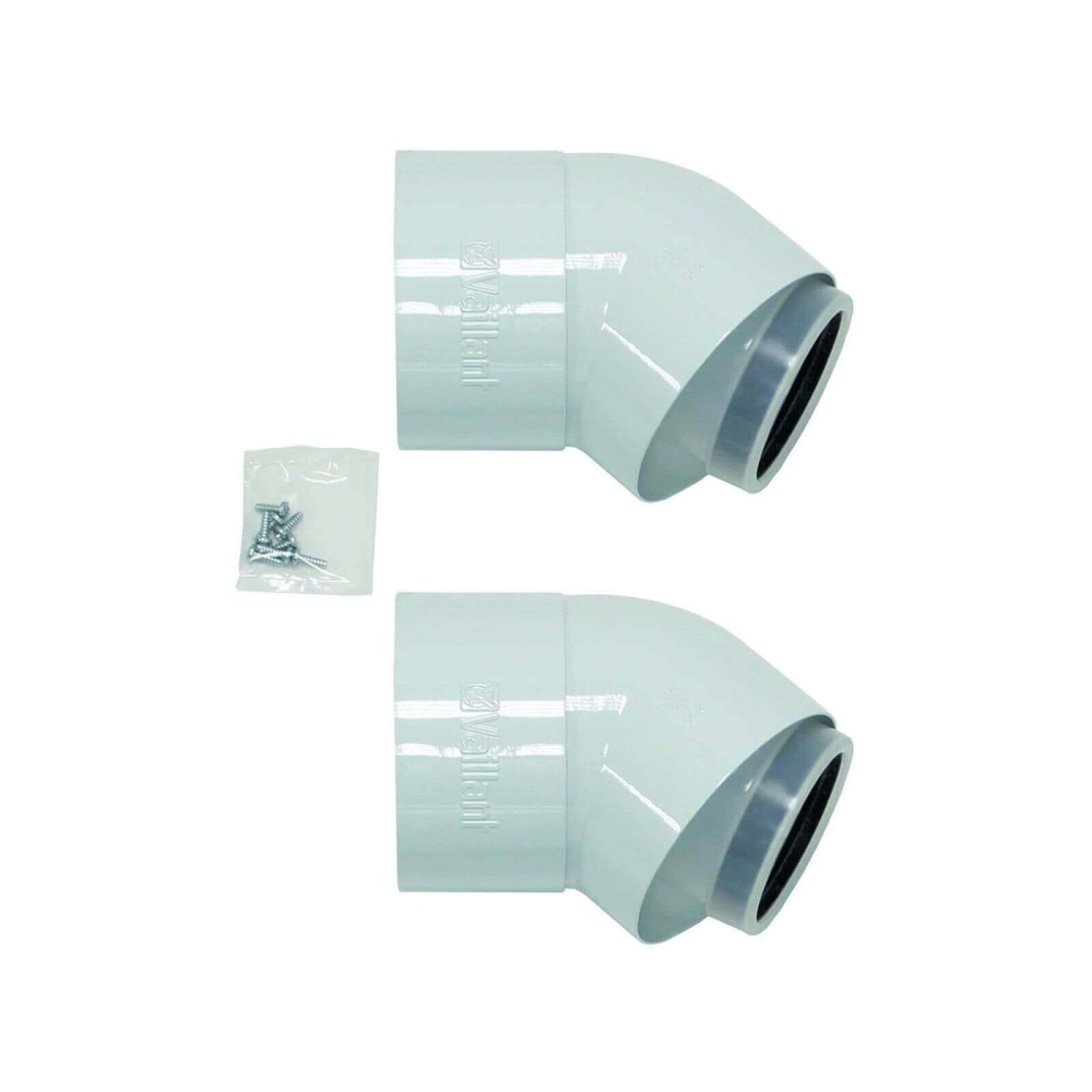 Vaillant Bogen 45 Grad (2 St.) Brennwert Luft-/Abgasf&uuml;hrung, PP, 80/125 mm