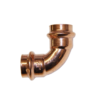 Kupfer Pressfitting Bogen 90° mit 2 Muffen - DVGW