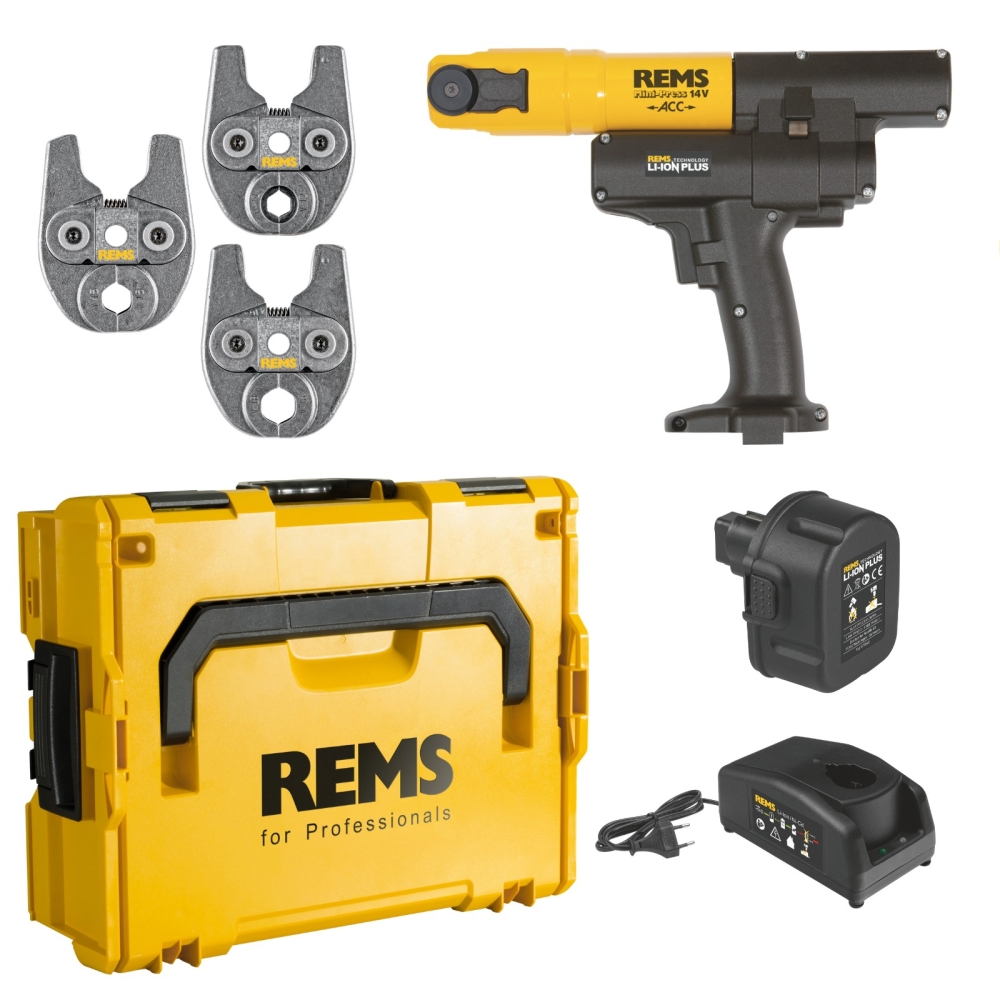 REMS Akku-Radialpresse Mini-Press 14V ACC, Basic-Pack, L-Boxx mit Pressbacken in V-Kontur