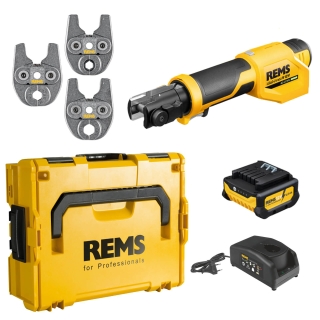 REMS Akku-Radialpresse Mini-Press S 12V A2-22kN, Basic-Pack L-Boxx,mit Pressbacken in TH-Kontur