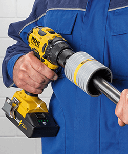 REMS Bohrschrauber Helix mit einem REMS Rohrentgrater