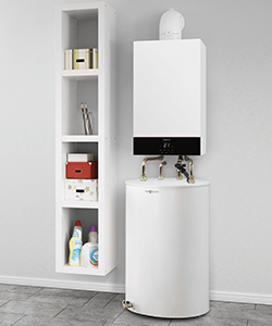 Viessmann Vitocell 100-W untergellt mit Vitodens Gastherme